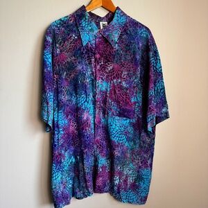 Good Earth Clothing‎ Men's Abstract Floral Short Sleeve Button Up Shirt Size 2X